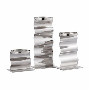 Curve - Candleholder (Set of 3) In Modern and Contemporary Style-9.5 Inches Tall and 4.5 Inches Wide