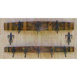 Wine Stave Rack - Large Wall Art with 3 Hooks In Traditional Style-6 Inches Tall and 6 Inches Wide