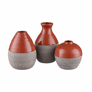 Baer - Vase (Set of 3) In Mid-Century Modern Style-6 Inches Tall and 4 Inches Wide