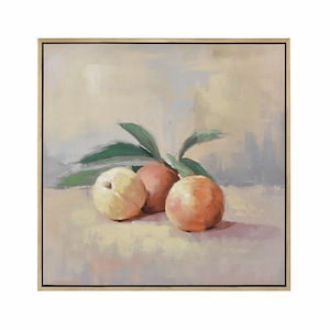 Peach Still Life - Framed Wall Art In Traditional Style-39.5 Inches Tall and 39.5 Inches Wide