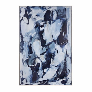 Blue Flush - Abstract Framed Wall Art In Transitional Style-59.25 Inches Tall and 39.5 Inches Wide