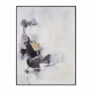 Tempest II - Abstract Framed Wall Art In Mid-Century Modern Style-47.25 Inches Tall and 35.5 Inches Wide