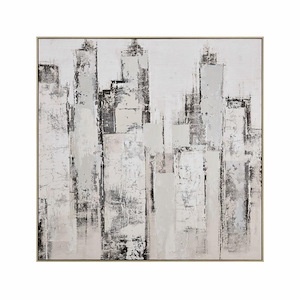 Urban Mist - Abstract Framed Wall Art In Traditional Style-39.5 Inches Tall and 39.5 Inches Wide