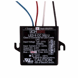 Accessory - 6W 350mA LED Class II Electronic Driver-1.8 Inches Tall and 0.9 Inches Wide