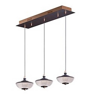 Bella-12W 3 LED Linear Pendant-6 Inches wide by 4.5 inches high