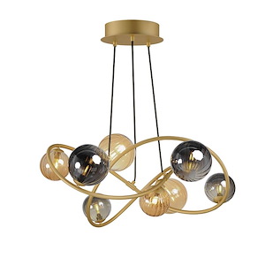 Planetary - 24W 8 LED Chandelier-12.75 Inches Tall and 33.75 Inches Wide