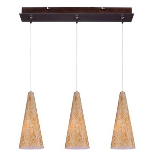 Lava - 3 LED Cone Linear Pendant With Canopy