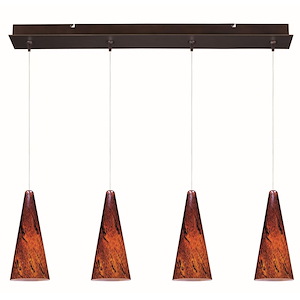 Lava - 4 LED Cone Linear Pendant With Canopy