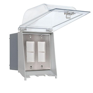 Dual Duplex Switch Weatherproof Surface Mount and Gang Box - 20 Amp Per Pole