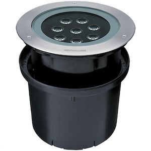 16W 8 LED Outdoor In-Ground Light-7.75 Inches Tall and 10.4375 Inches Wide