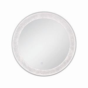 30 Inch 29W 1 Led Round Edge-Lit Silver Leaf Mirror