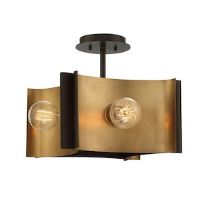 Metallo - 4 Light Semi-Flush Mount in Transitional Style - 17 Inches Wide by 12.5 Inches High