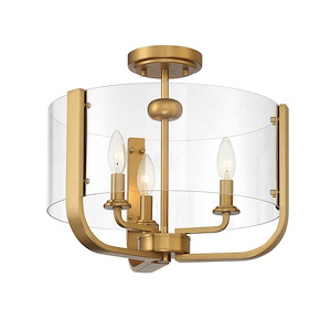 Campisi - 3 Light Semi-Flush Mount in Transitional Style - 16 Inches Wide by 12.75 Inches High