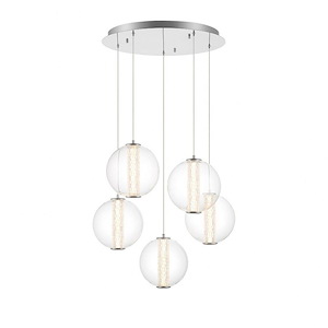 Atomo - 175W 5 LED Pendant In Contemporary Style-9.25 Inches Tall and 25.75 Inches Wide