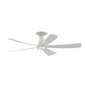 Kute - 5 Blade Flush Ceiling Fan with DW Light Kit-11.12 Inch Tall and 52 Inch Wide