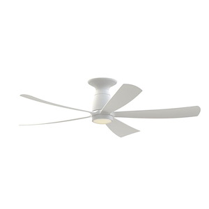 Kute - 5 Blade Flush Ceiling Fan with Knurled Light Kit-11.7 Inch Tall and 52 Inch Wide - 1376954