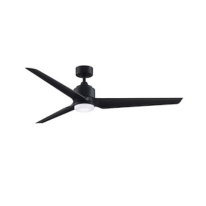 TriAire Custom - 3 Blade Indoor/Outdoor Marine Grade Ceiling Fan with Light Kit-12.42 Inches Tall and 64 Inches Wide - 1336665