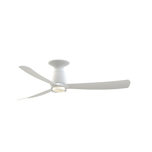 Kute - 3 Blade Flush Ceiling Fan with DW Light Kit-11.12 Inch Tall and 52 Inch Wide - 1376962