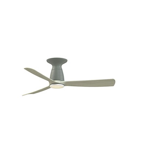 Kute - 3 Blade Flush Ceiling Fan with Light Kit-11.1 Inch Tall and 44 Inch Wide - 1376975