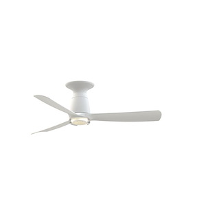 Kute - 3 Blade Flush Ceiling Fan with DW Light Kit-11.12 Inch Tall and 44 Inch Wide - 1376969