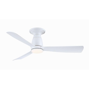 Kute - 3 Blade Flush Ceiling Fan with Light Kit-13.1 Inches Tall and 44 Inches Wide