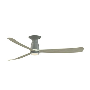 Kute - 3 Blade Flush Ceiling Fan with Knurled Light Kit-11.7 Inch Tall and 60 Inch Wide