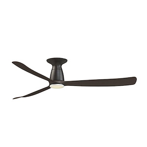 Kute - 3 Blade Flush Ceiling Fan with Light Kit-11.1 Inch Tall and 60 Inch Wide - 1376981
