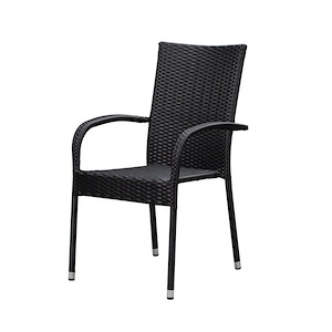 Morgan - Outdoor Wicker Chair - Black - Set Of 4