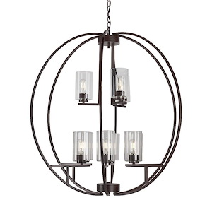 Orbit - 9 Light 2-Tier Chandelier In Transitional Style-38 Inches Tall and 36 Inches Wide
