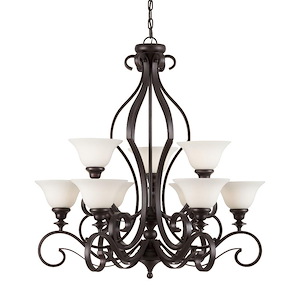 Perry - 9 Light 2-Tier Chandelier In Classic Style-34 Inches Tall and 32 Inches Wide