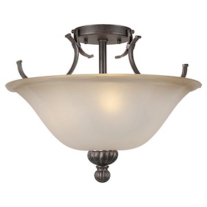 3 Light Semi-Flush Mount-13 Inches Tall and 16 Inches Wide