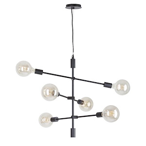 Baton - 6 Light Chandelier In Transitional Style-25.25 Inches Tall and 24 Inches Wide