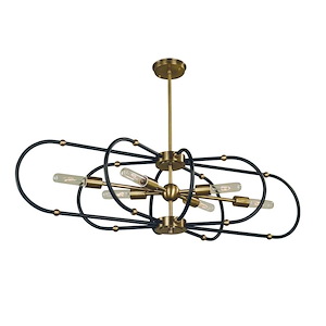 Pulsar - 6 Light Dining Chandelier-11 Inches Tall and 40 Inches Wide
