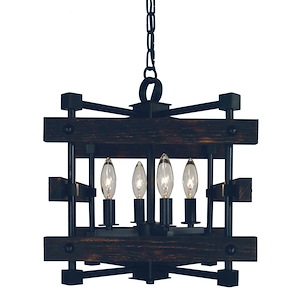 Rustic Chic - 4 Light Dual Mount Chandelier-15 Inches Tall and 13 Inches Wide
