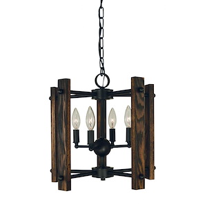Modern Farmhouse - 4 Light Dual Mount Chandelier-13.5 Inches Tall and 14 Inches Wide