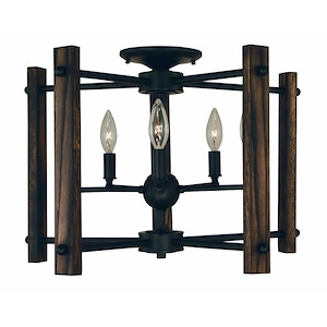 Modern Farmhouse - 5 Light Flush/Semi-Flush Chandelier-13.5 Inches Tall and 18 Inches Wide