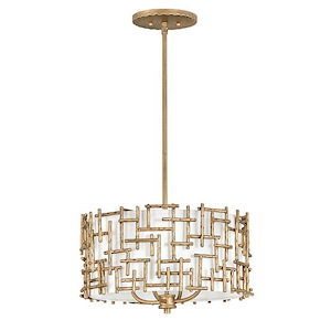 Farrah-Four Light Small Drum Pendant in Transitional Style-16 Inches Wide by 9.5 Inches Tall