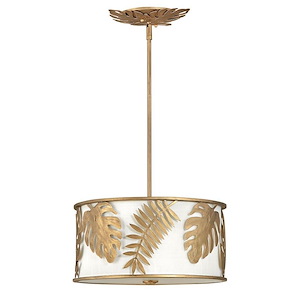 Botanica-Three Light Medium Drum Pendant in Transitional Style-16 Inches Wide by 8 Inches Tall