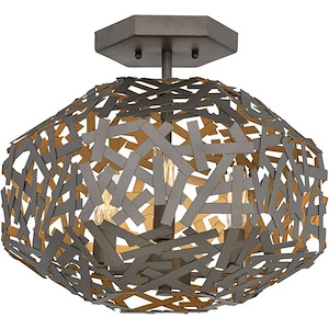 Kestrel-Three Light Semi-Flush Mount-16 Inches Wide by 13.5 Inches Tall