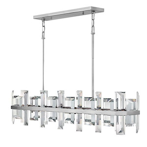 Odette-Eight Light Stem Hung Linear Chandelier-42 Inches Wide by 10 Inches Tall