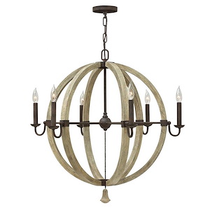 Middlefield-6 Light Rustic Large Orb Chandelier with Wood and Metal Design-31 Inches Wide by 30 Inches Tall