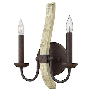 Middlefield-2 Light Rustic Wall Sconce with Wood and Metal Design-10 Inches Wide by 13.5 Inches Tall - 362435