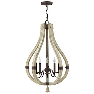 Middlefield-5 Light Rustic Medium Open Frame Chandelier with Wood and Metal Design-20 Inches Wide by 32 Inches Tall