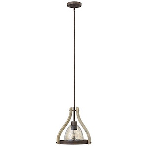 Middlefield-1 Light Rustic Small Small Pendant with Wood and Metal Design-12 Inches Wide by 11 Inches Tall - 395556