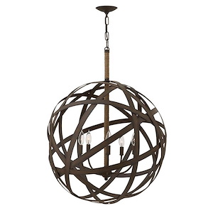 Carson-5 Light Medium Orb Chandelier with Metal and Rope Design-26.5 Inches Wide by 33.25 Inches Tall - 464729