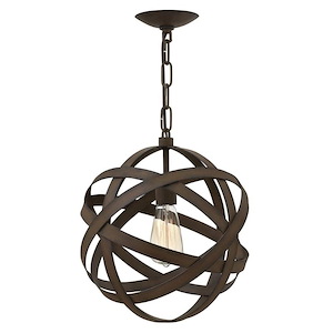 Carson-1 Light Small Orb Pendant with Metal and Rope Design-12.5 Inches Wide by 14.25 Inches Tall