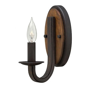 Bastille-1 Light Rustic Wall Sconce with Wood and Metal Design-4.5 Inches Wide by 9.5 Inches Tall
