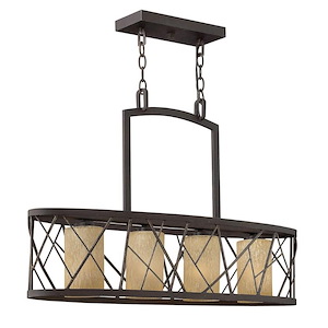 Nest-Four Light Linear Chandelier-32 Inches Wide by 20.5 Inches Tall