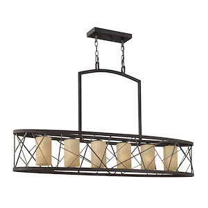 Nest-Six Light Linear Chandelier-48 Inches Wide by 27.5 Inches Tall