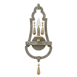 Cordoba-1 Light Bohemian Wall Sconce with Metal and Wood-9 Inches Wide by 22.5 Inches Tall